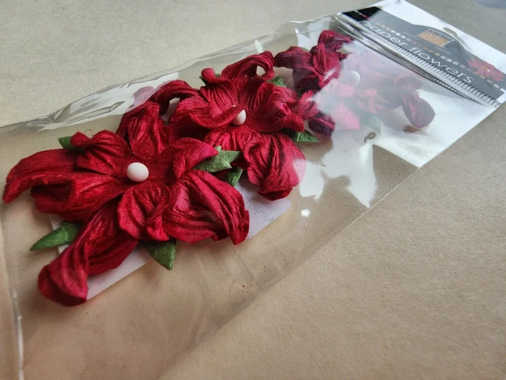 NEW BBP Bazzill Basic Paper Flowers Ruby Slipper 2
